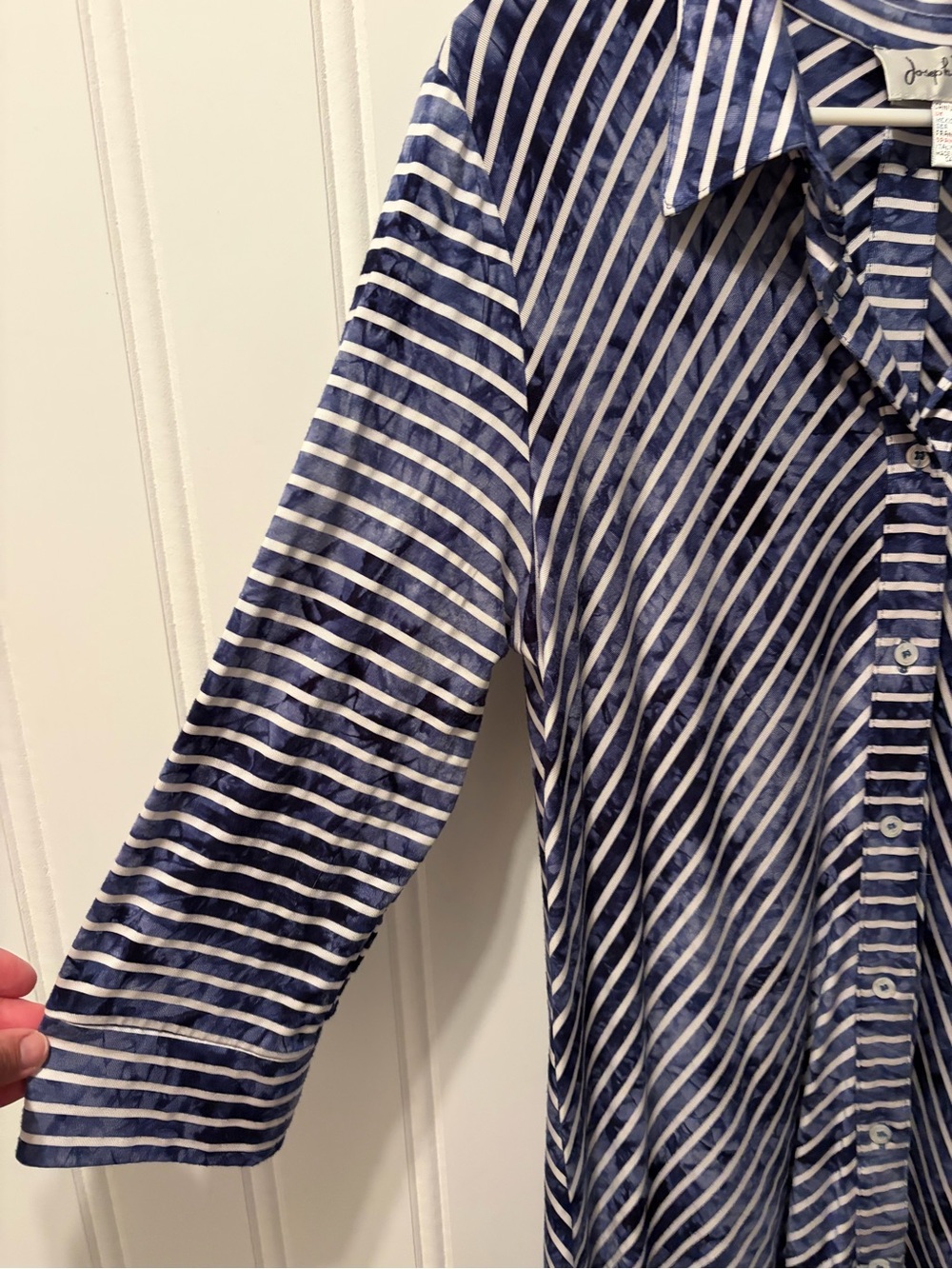 Joseph Ribkoff Blue White Diagonal Stripe Button Front Tunic Size 14 - Picture 4 of 11